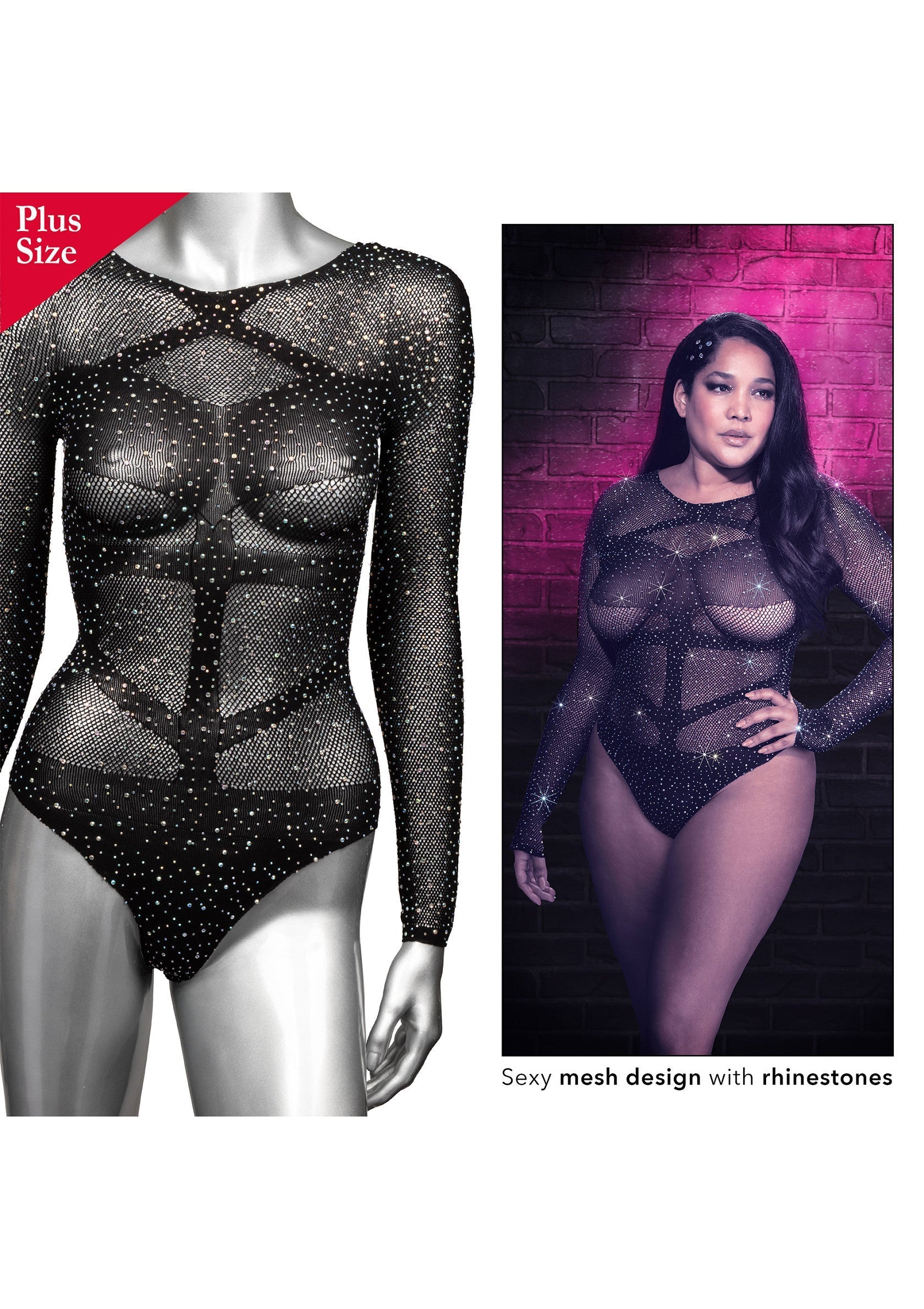 Lingerie CalExotics Long Sleeve Bodysuit Plus