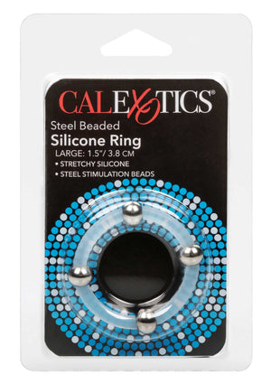 Performance masculine CalExotics Steel Beaded Silicone Ring L