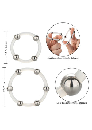 Performance masculine CalExotics Steel Beaded Silicone Ring Set
