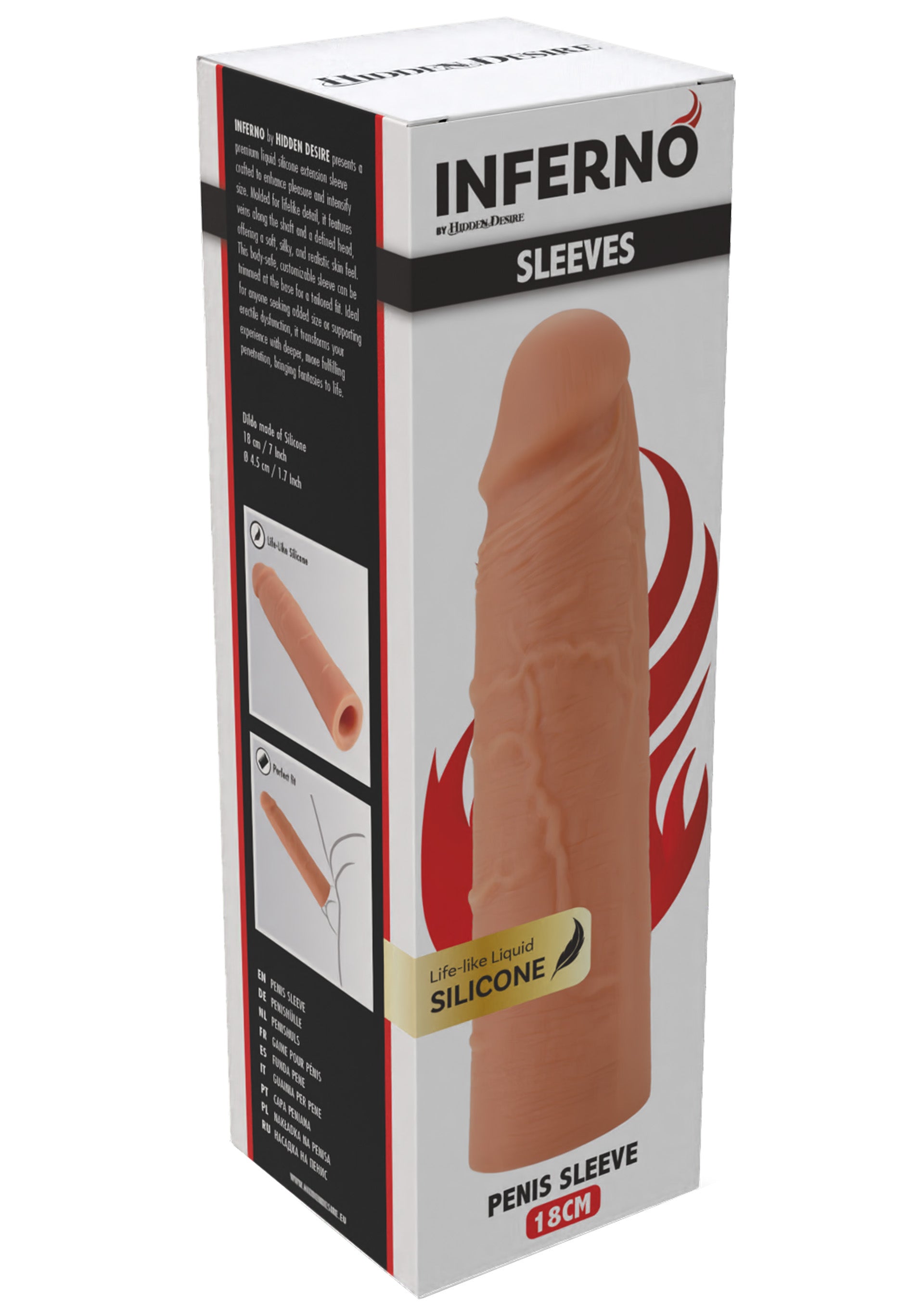 Performance masculine Hidden Desire Penis Sleeve Liquid Silicone 18 cm