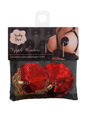 Lingerie Kinky Diva Sequin Nipple Covers with Chain