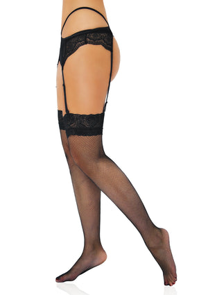 Lingerie Daring Intimates Net Stockings with Lace Top