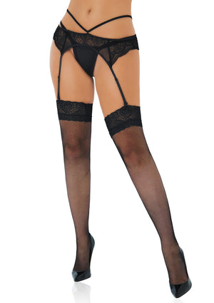 Lingerie Daring Intimates Net Stockings with Lace Top