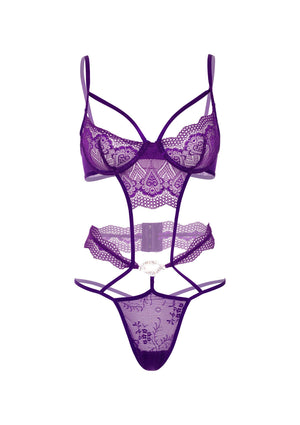 Lingerie Daring Intimates Heart Lace Teddy with Jewel
