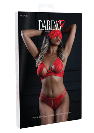 Lingerie Daring Intimates 3PC Bra, Panty and Blindfold