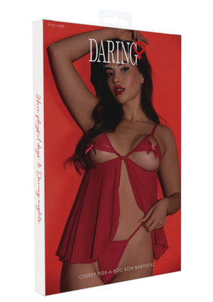 Lingerie Daring Intimates Cheeky Peek-a-Boo Bow Babydoll