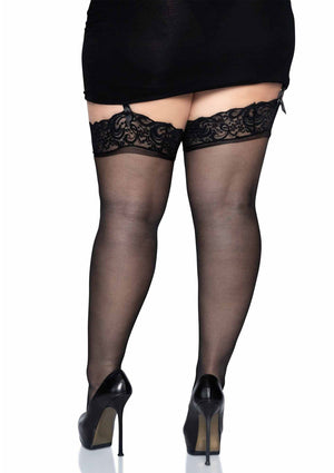 Lingerie Leg Avenue Plus Sheer Thigh Highs with Lace Top