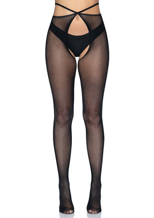 Lingerie Leg Avenue Micronet Strappy Crotchless Pantyhose