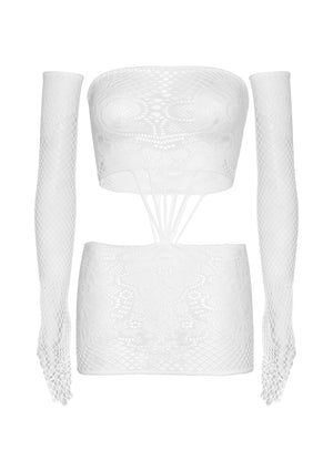 Lingerie Leg Avenue Strappy Lace Dress and Matching Gloves
