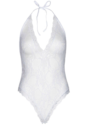 Lingerie Leg Avenue Floral Lace Deep-V Teddy and Stockings