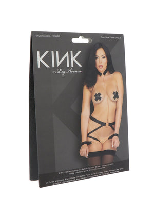 Lingerie Kink Elastic Butt Harness, Choker and Cuffs