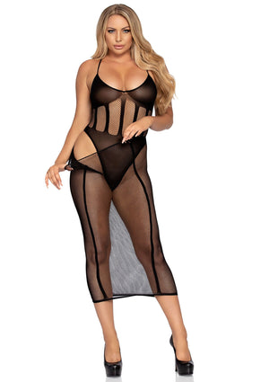 Lingerie Leg Avenue Net and Opaque Bodysuit and Skirt