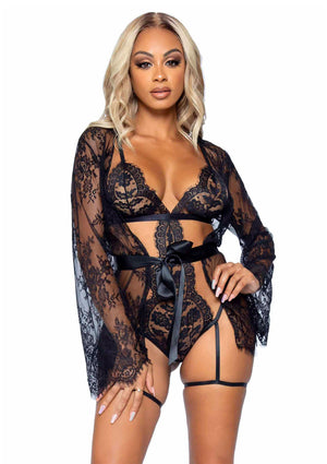 Lingerie Leg Avenue Garter Teddy with String Back and Robe