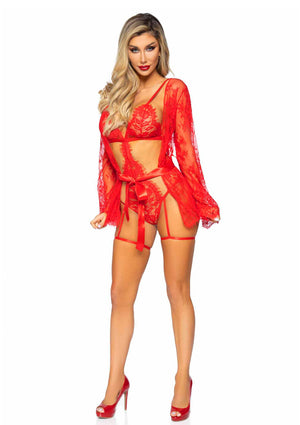 Lingerie Leg Avenue Garter Teddy with String Back and Robe