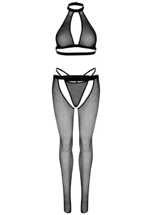 Lingerie Leg Avenue Keyhole Top, String and Crotchless Tights