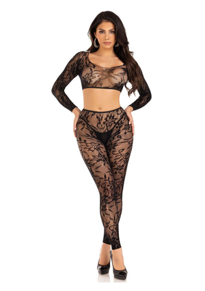 Lingerie Leg Avenue Lace Crop Top and Footless Tights