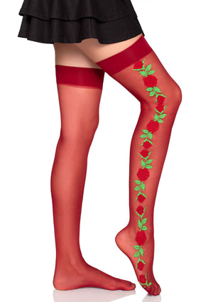 Lingerie Leg Avenue Spandex Thigh Highs with Roses