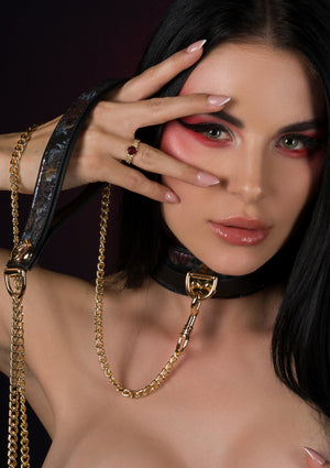 Accessoire BDSM Geisha Floral Jacquard Collar & Leash