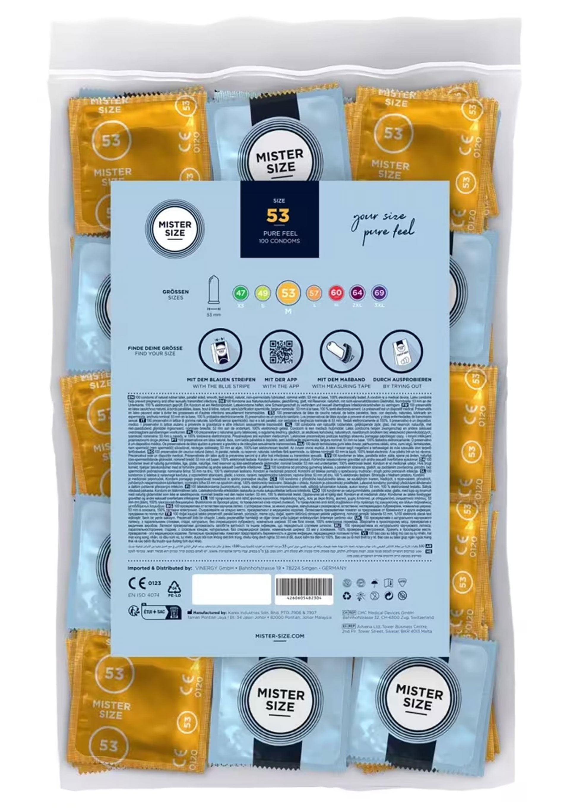 Préservatif MISTER SIZE 53mm Condoms 100pcs