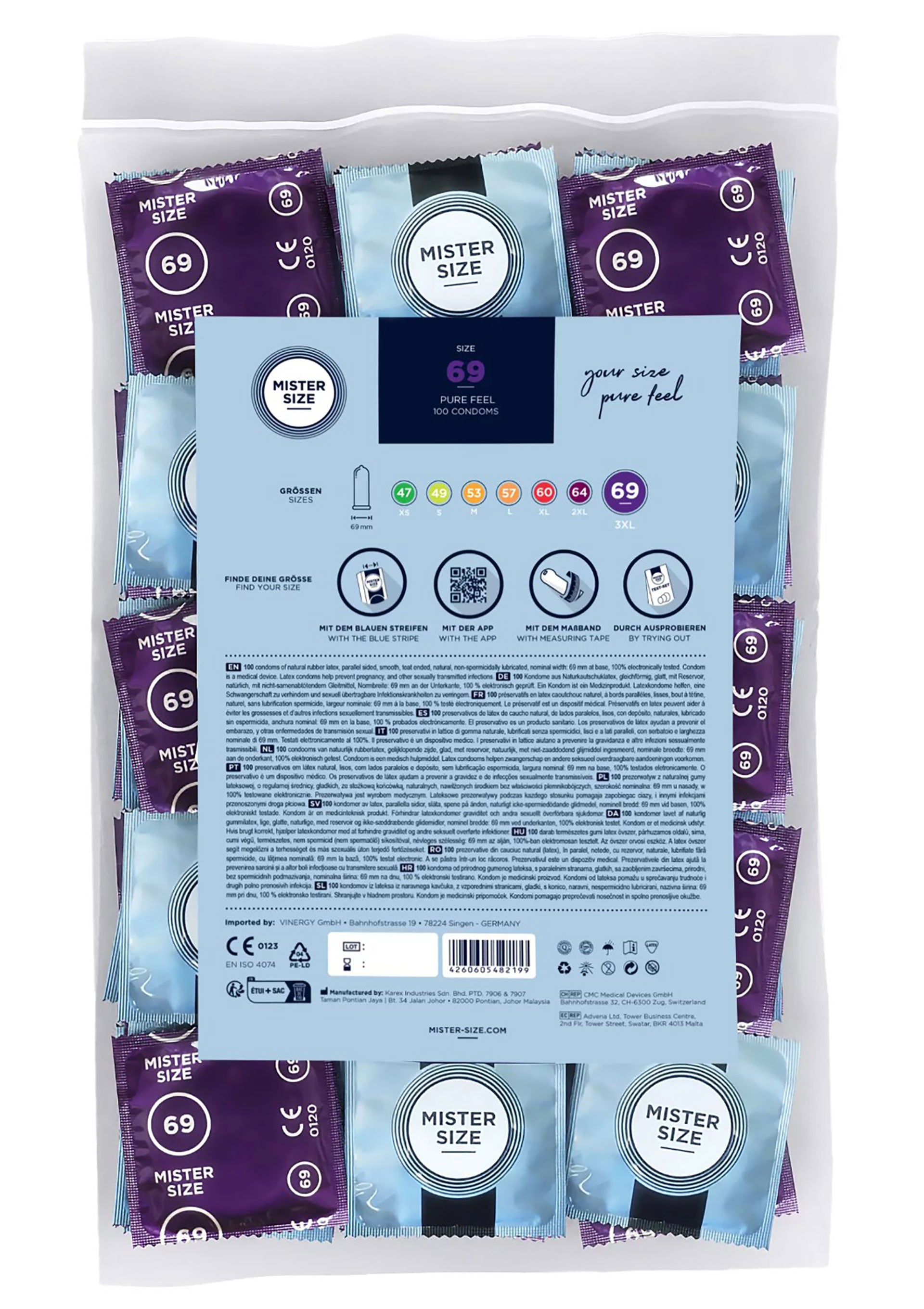 Préservatif MISTER SIZE 69mm Condoms 100pcs