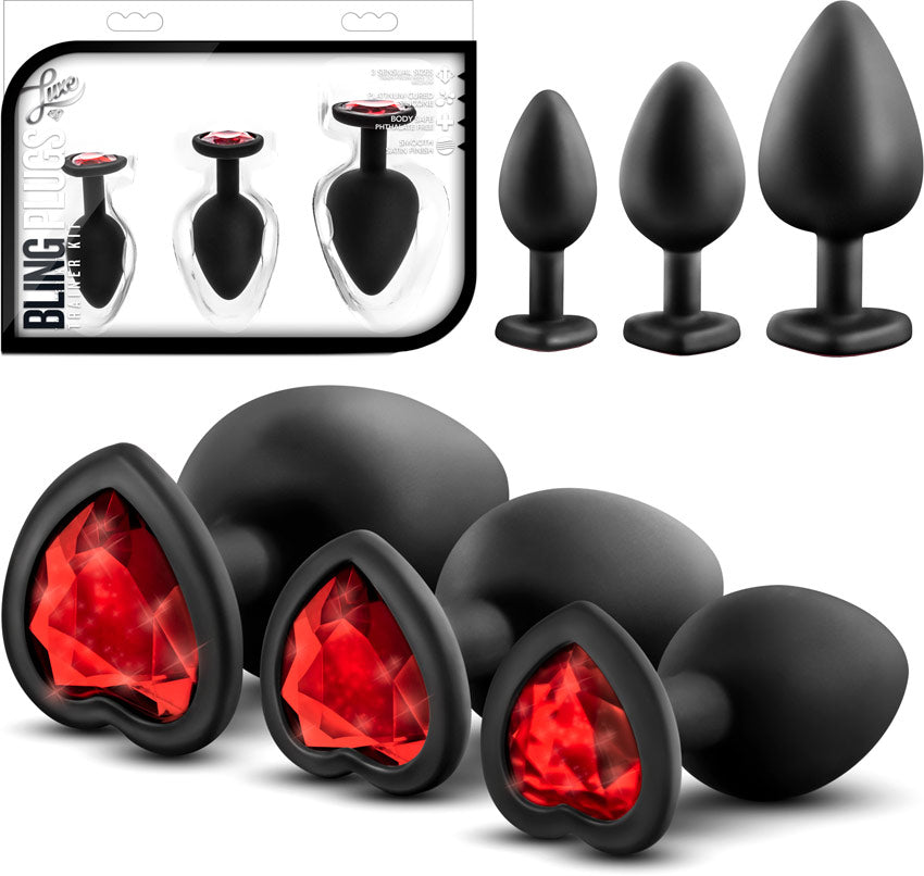 Blush Luxe Bling Plugs Set - Noir (3 plugs anaux)