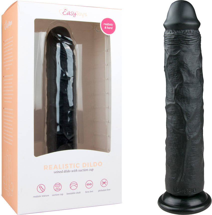 Dildo réaliste XXL avec ventouse EasyToys - 27 cm - Noir