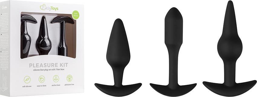 Set de plugs anaux EasyToys Pleasure Kit - Noir (3 plugs anaux)