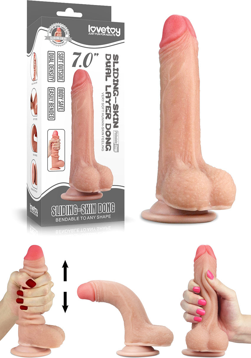 Dildo ultra réaliste double densité LoveToy Sliding Skin - 12.5 cm