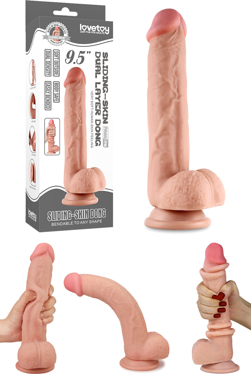 Dildo ultra réaliste double densité LoveToy Sliding Skin - 18 cm