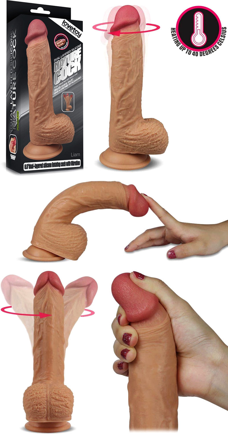 Vibromasseur réaliste et rotatif LoveToy Nature Cock - 15 cm