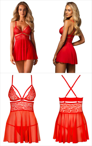 Obsessive Nuisette & String 838 - Rouge