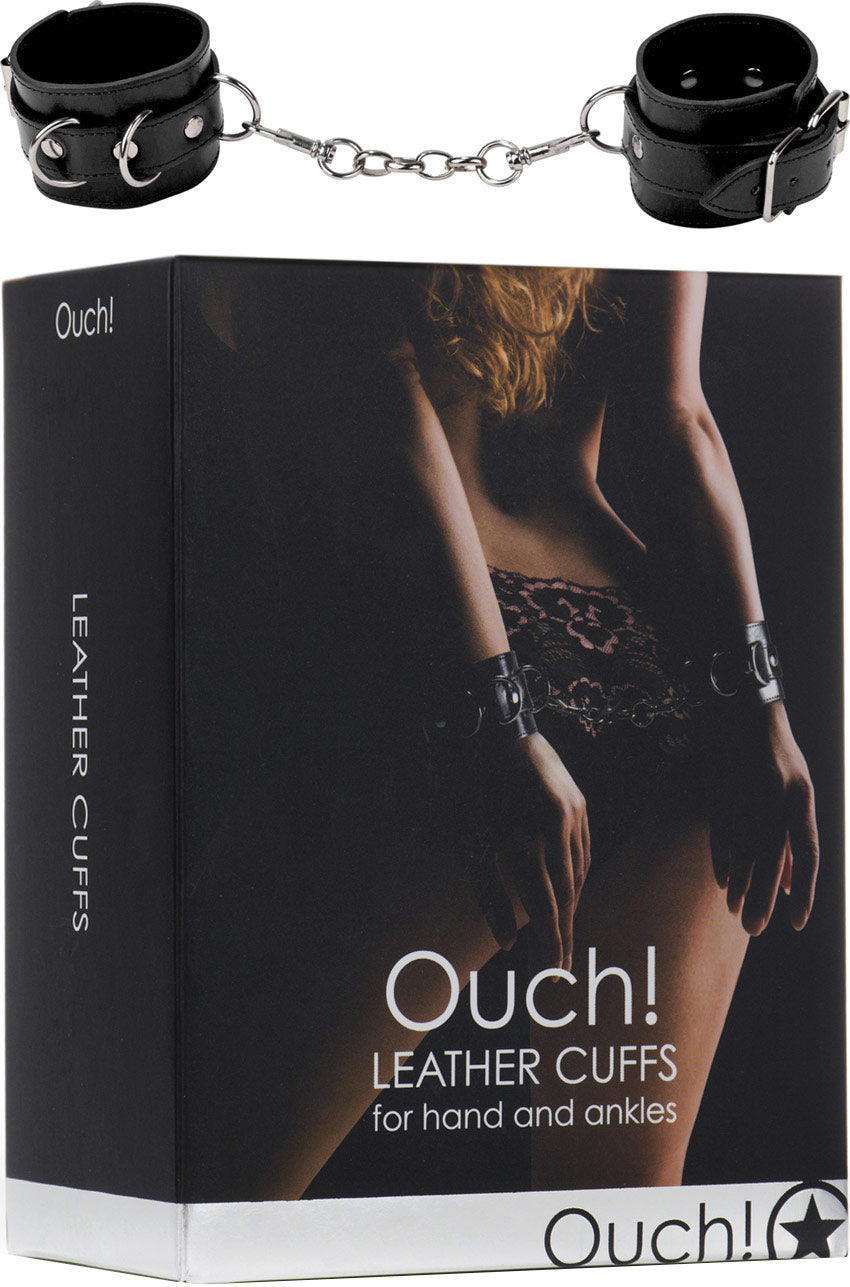 Menottes en cuir pour poignets Ouch!