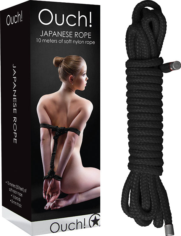 Corde de bondage japonaise en nylon Ouch! - 10 m - Noir