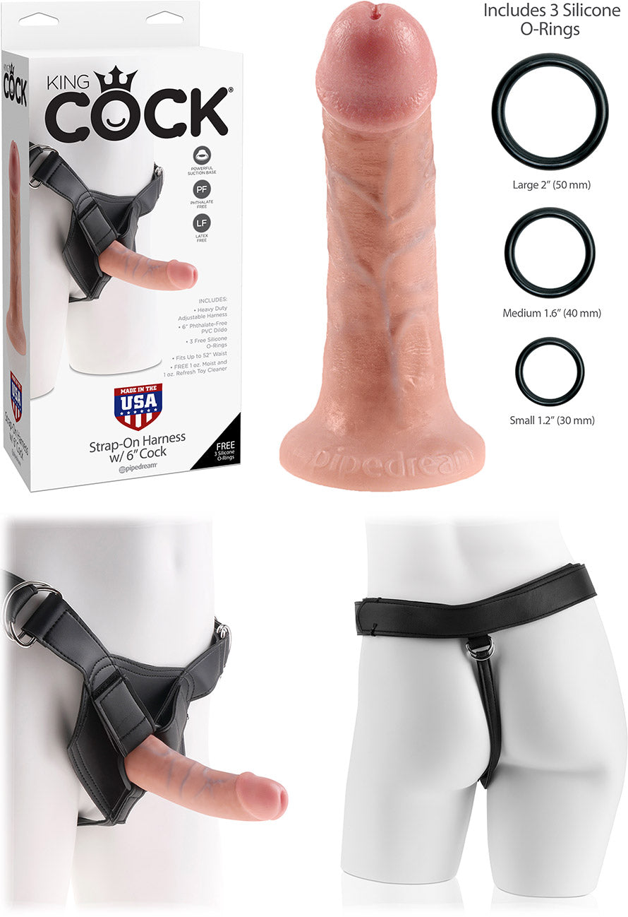 Harnais avec dildo réaliste King Cock - Beige - 15 cm