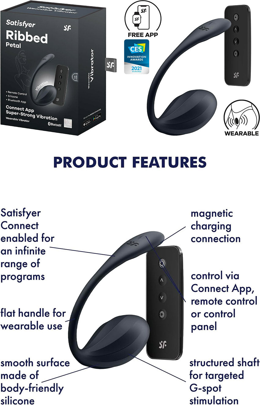 Oeuf vibrant connecté Satisfyer Ribbed Petal