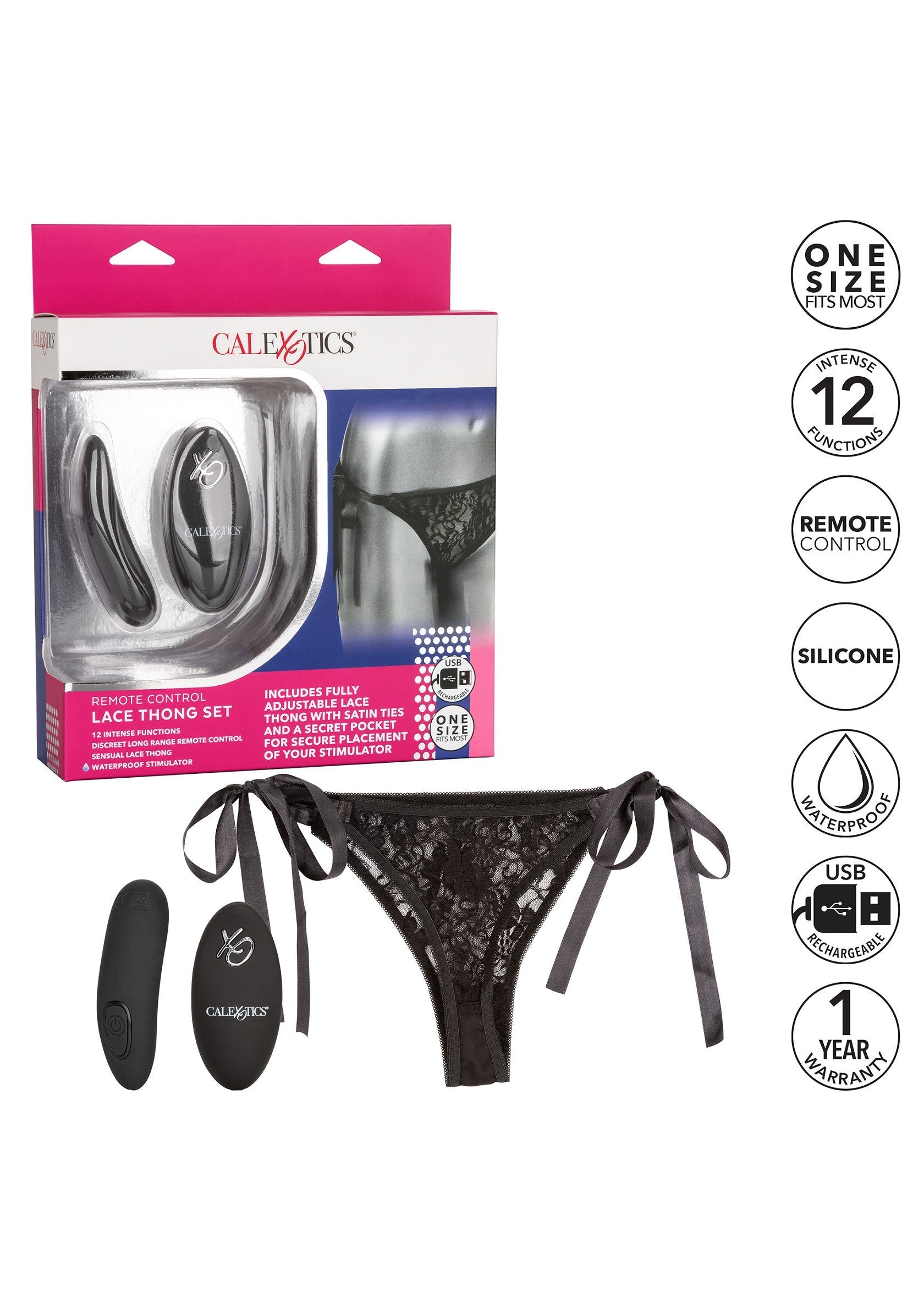 Stimulateur CalExotics Remote Control Lace Thong Set