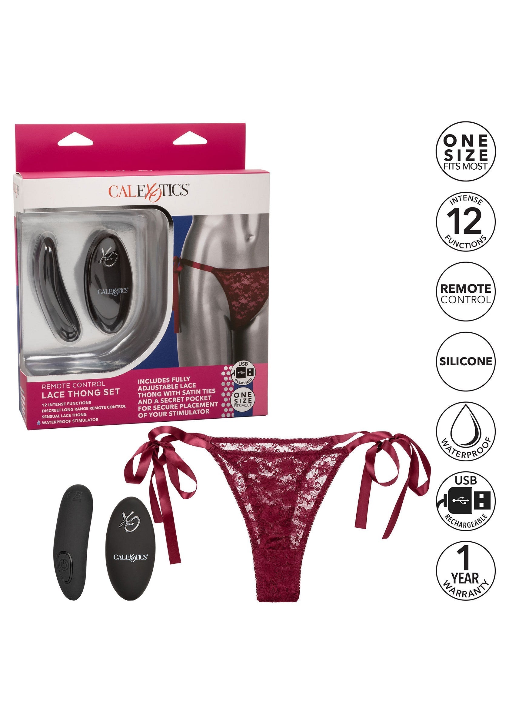 Stimulateur CalExotics Remote Control Lace Thong Set