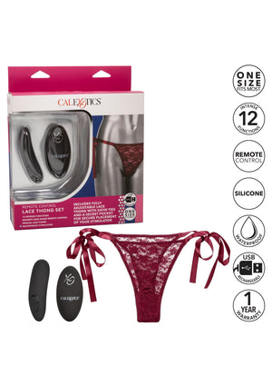 Stimulateur CalExotics Remote Control Lace Thong Set