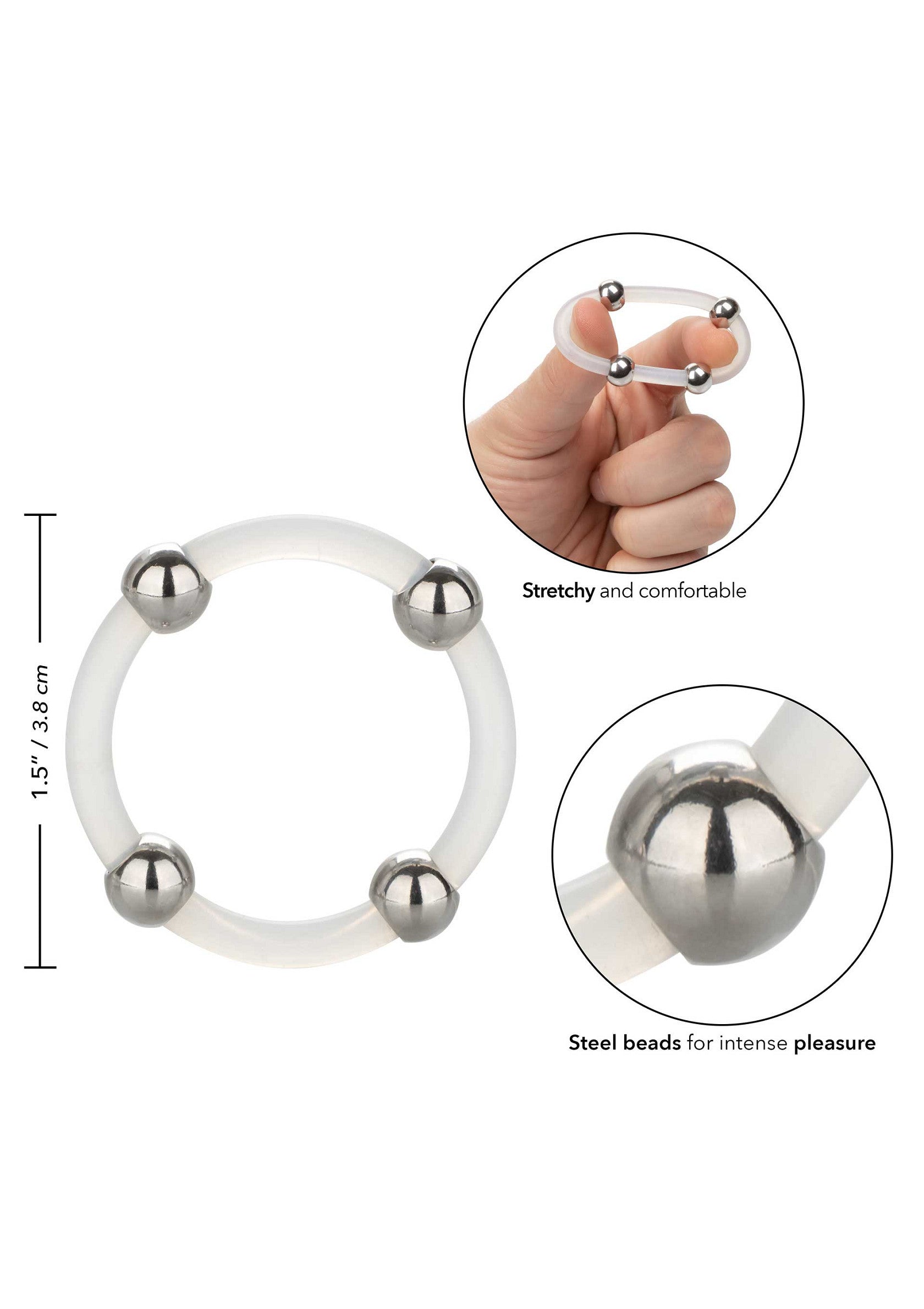 Performance masculine CalExotics Steel Beaded Silicone Ring L