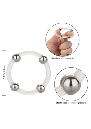 Performance masculine CalExotics Steel Beaded Silicone Ring L