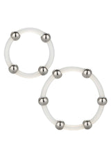 Performance masculine CalExotics Steel Beaded Silicone Ring Set