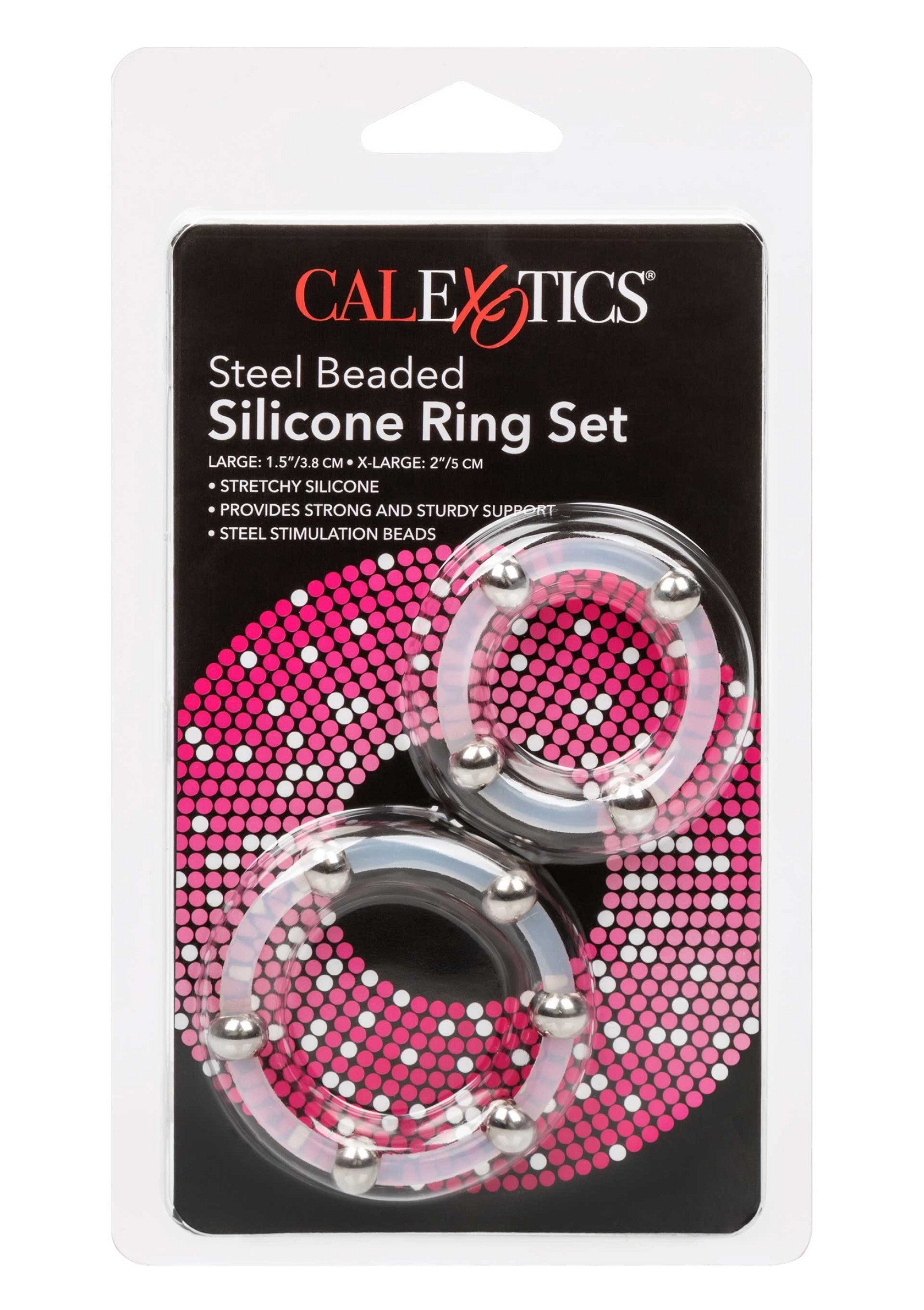 Performance masculine CalExotics Steel Beaded Silicone Ring Set