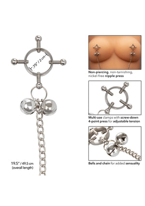 Accessoire BDSM CalExotics 4 Point Nipple Press With Bells