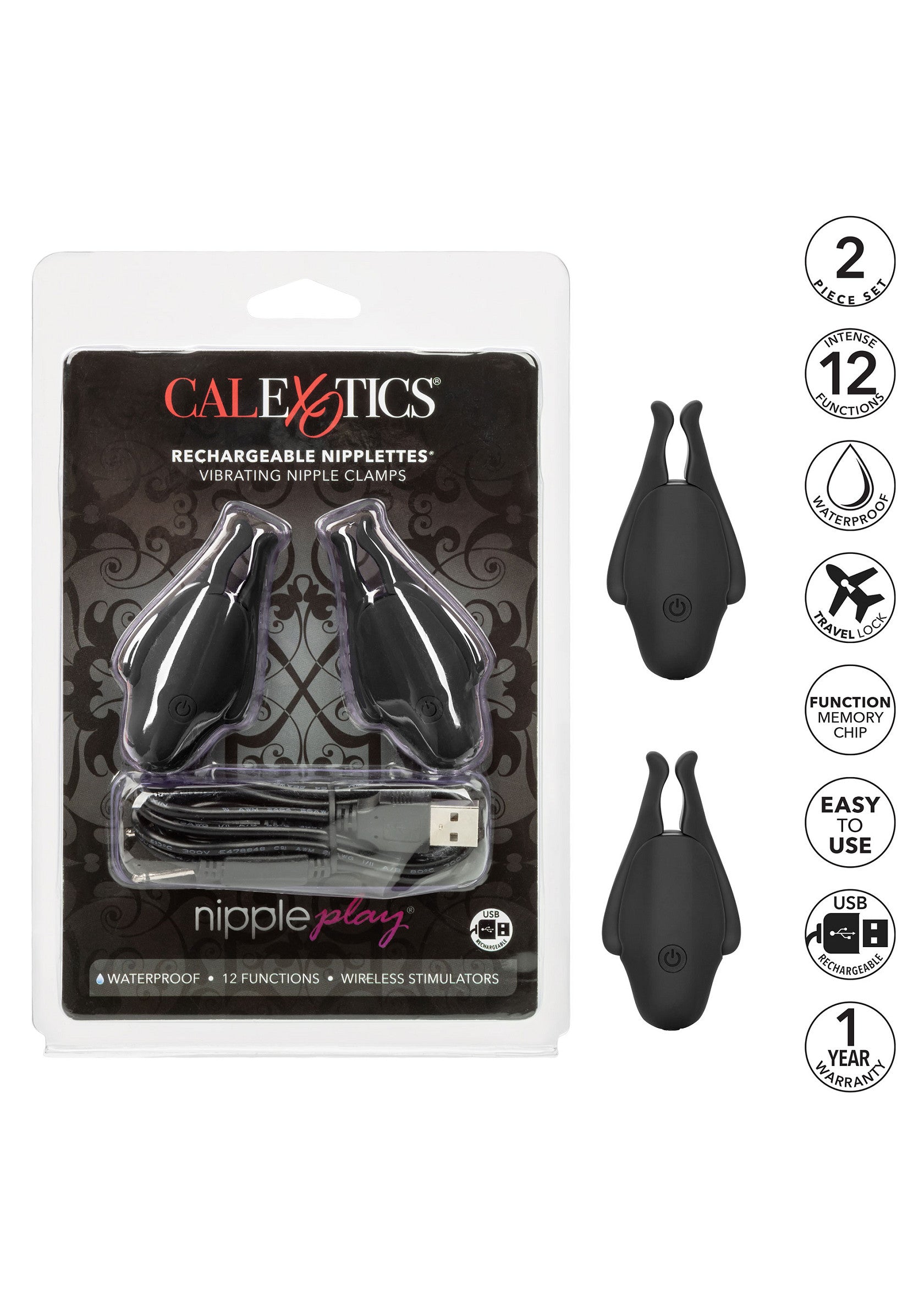 Accessoire BDSM CalExotics Rechargeable Nipplettes