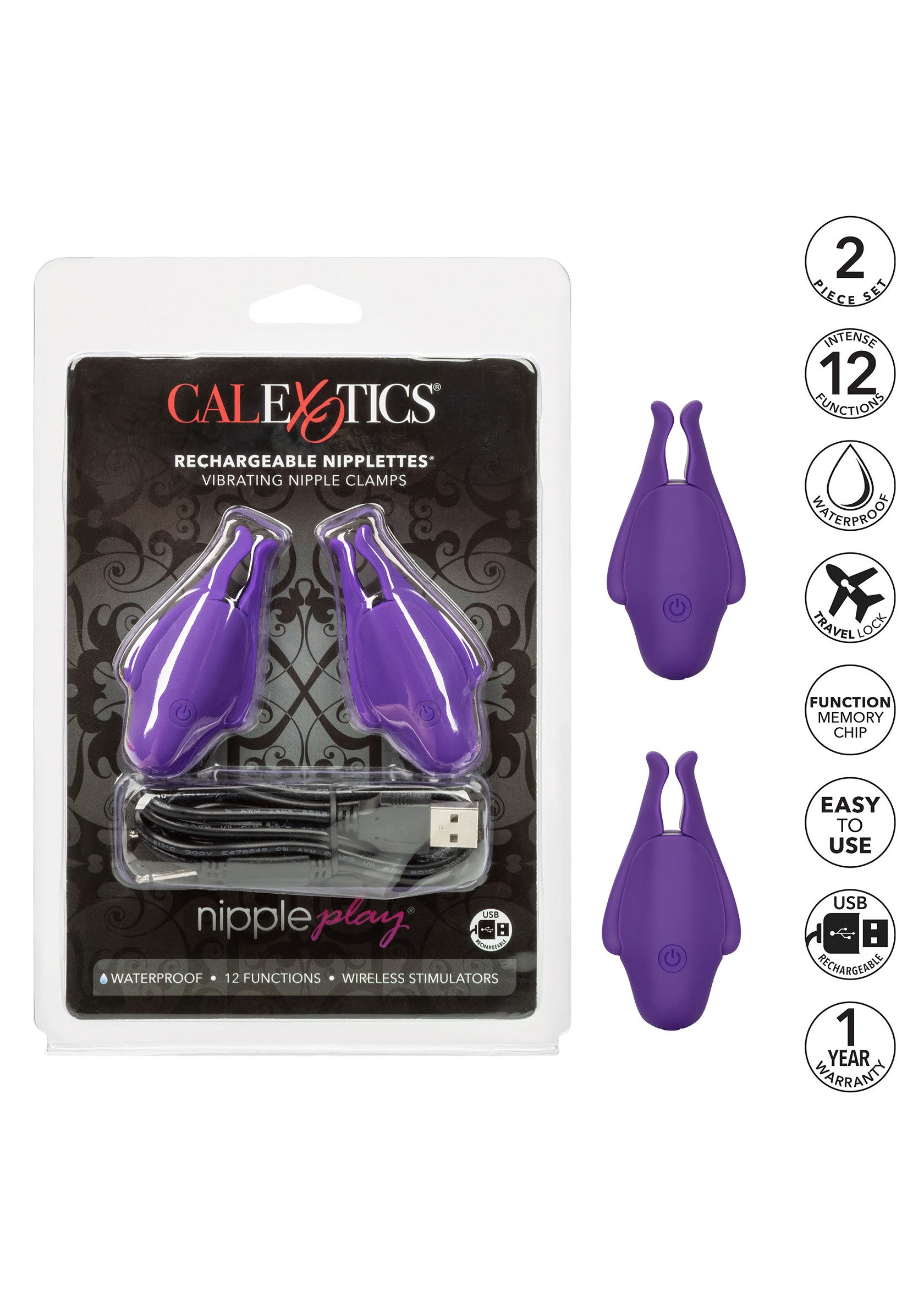 Accessoire BDSM CalExotics Rechargeable Nipplettes