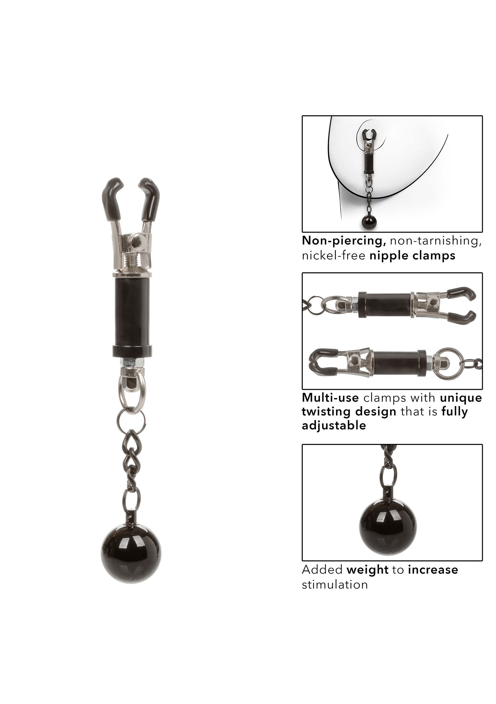 Accessoire BDSM CalExotics Weighted Twist Nipple Clamps