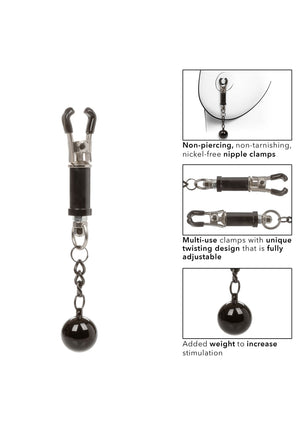 Accessoire BDSM CalExotics Weighted Twist Nipple Clamps