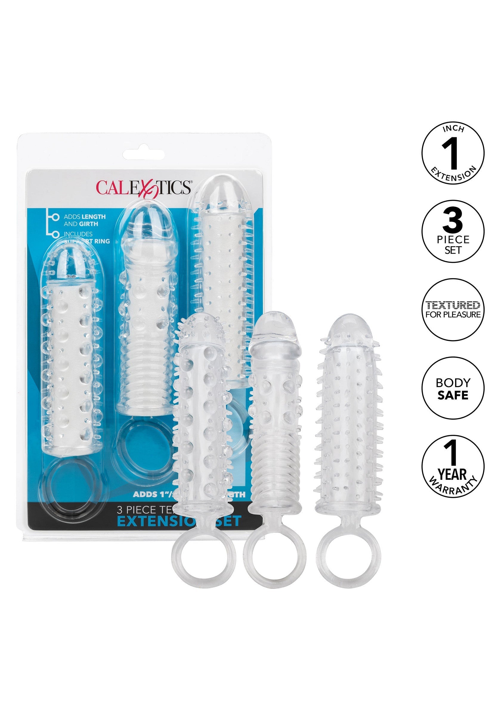 Performance masculine CalExotics Textured Extension Set 3 pcs