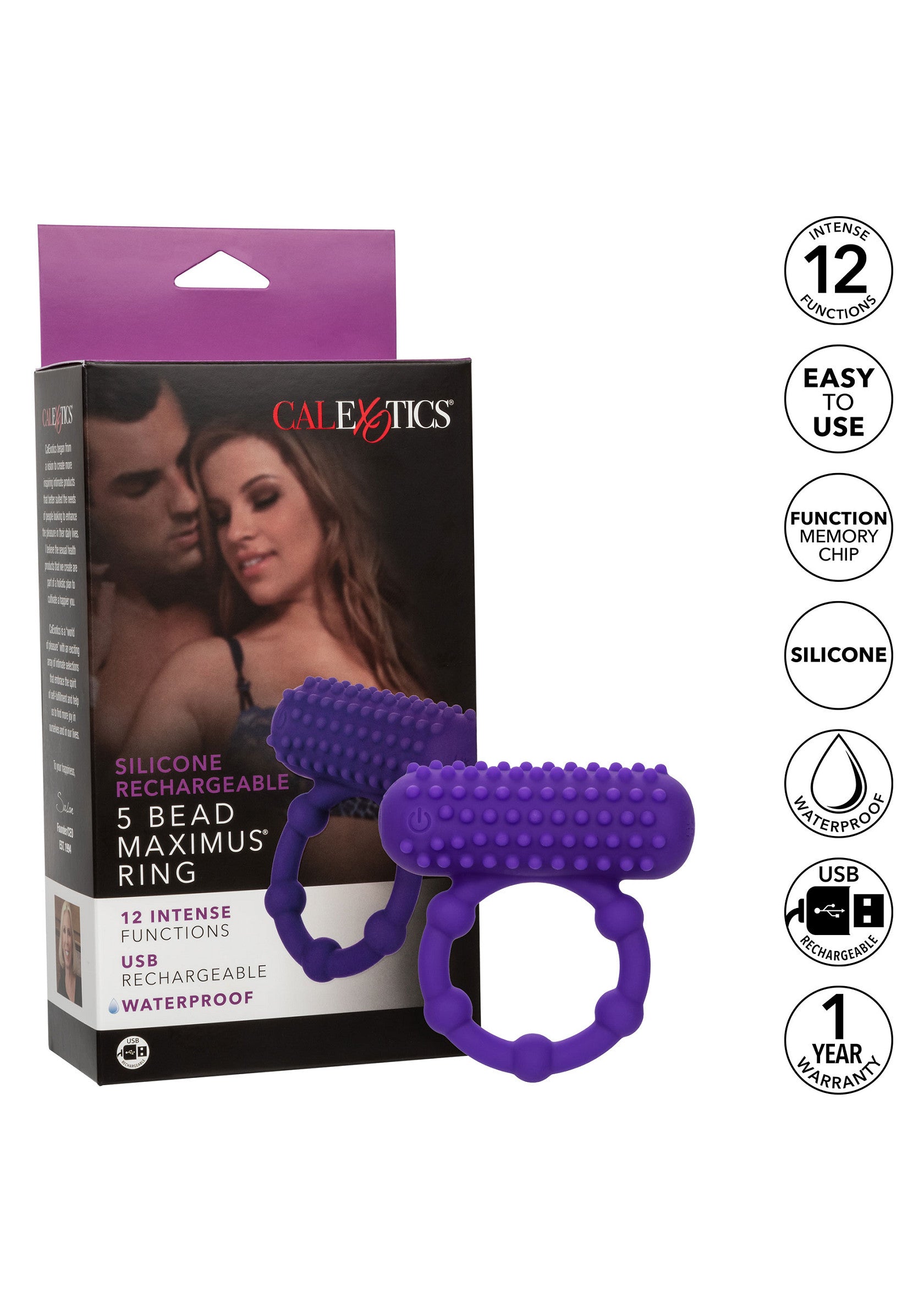 Performance masculine CalExotics 5 Bead Maximus Ring