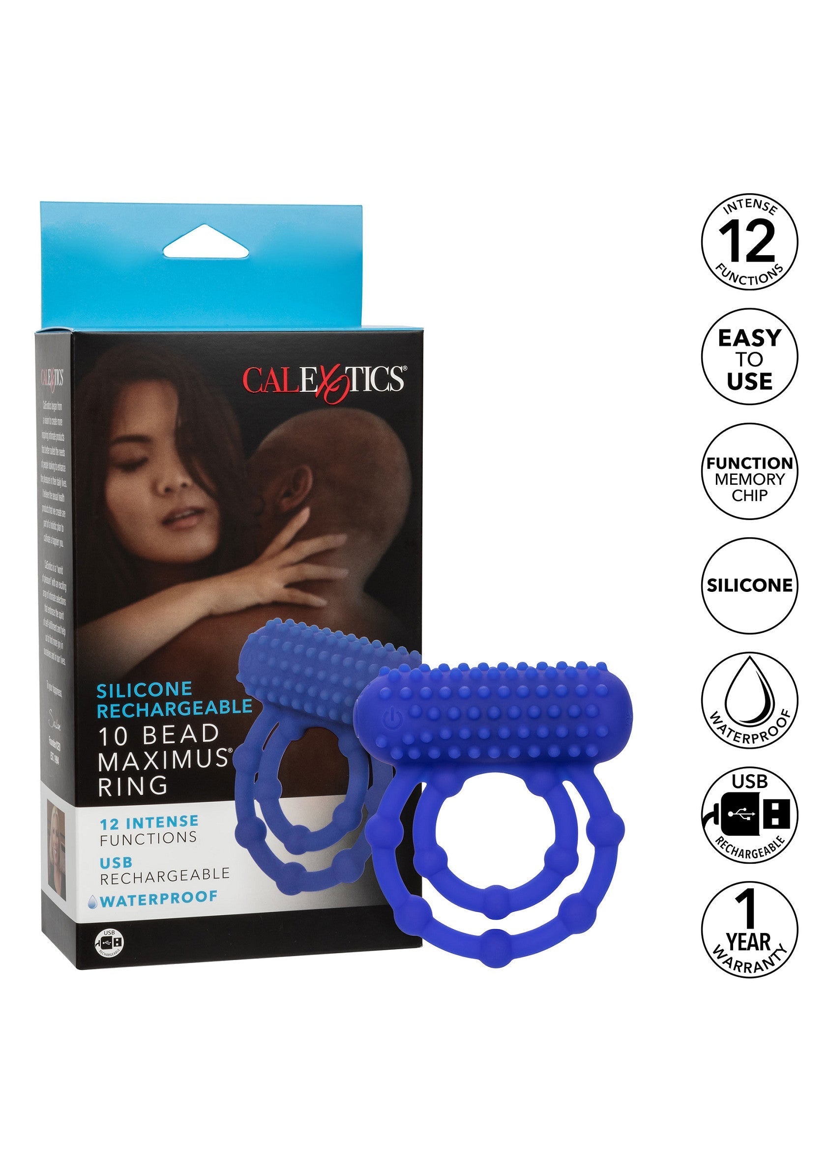Performance masculine CalExotics 10 Bead Maximus Ring